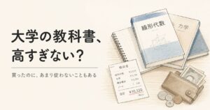 大学の教科書とレシートのアイキャッチ画像